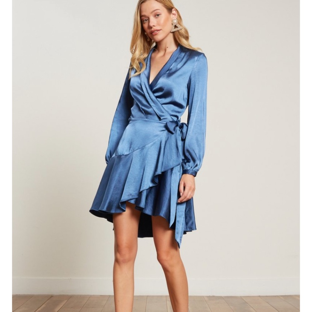 lucy paris sienna wrap blue dress